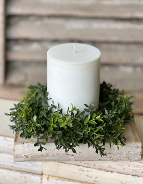 New England Boxwood Candle Ring- 4.5"