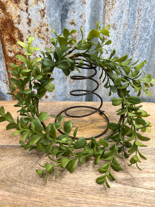 Light Green Boxwood Candle Ring